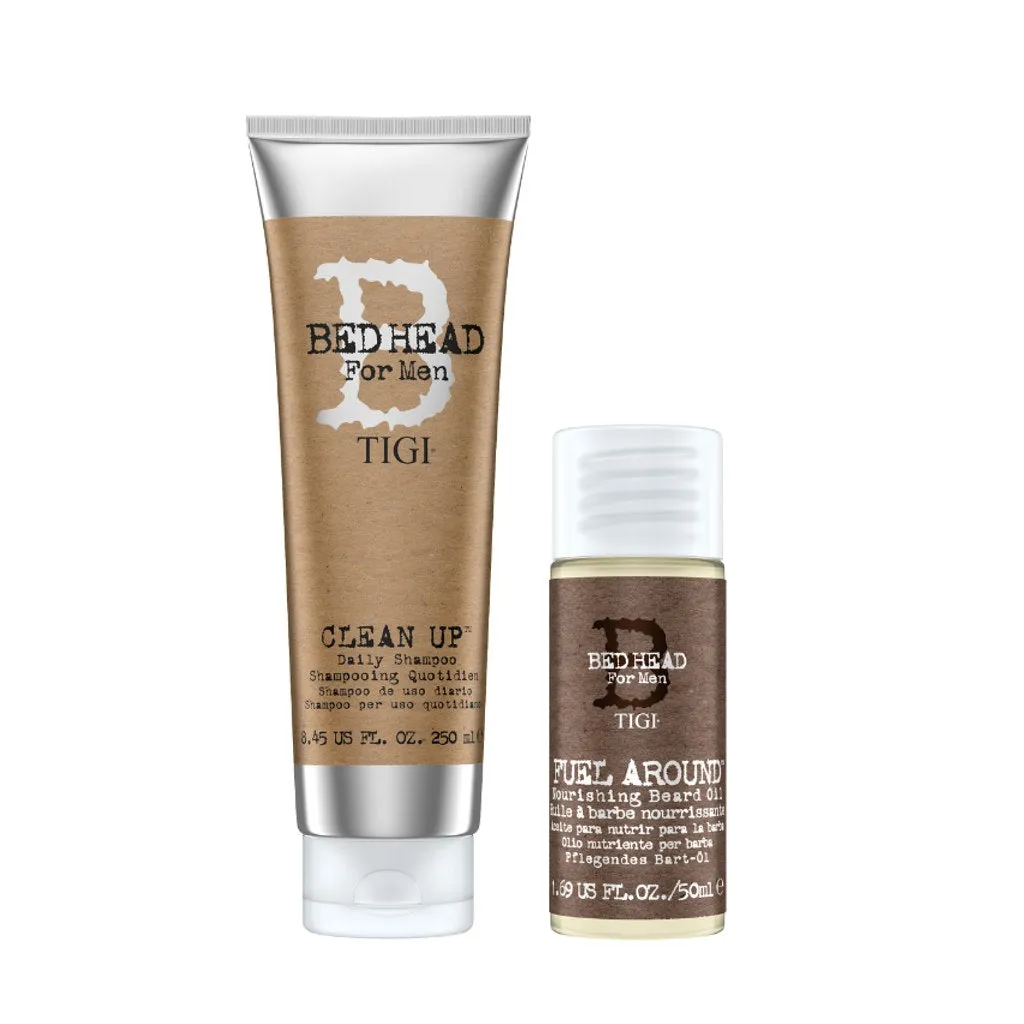 Bed Head for Men by TIGI Go Beard or Go Home: Clean Up Shampoo and Nourishing Beard Oil