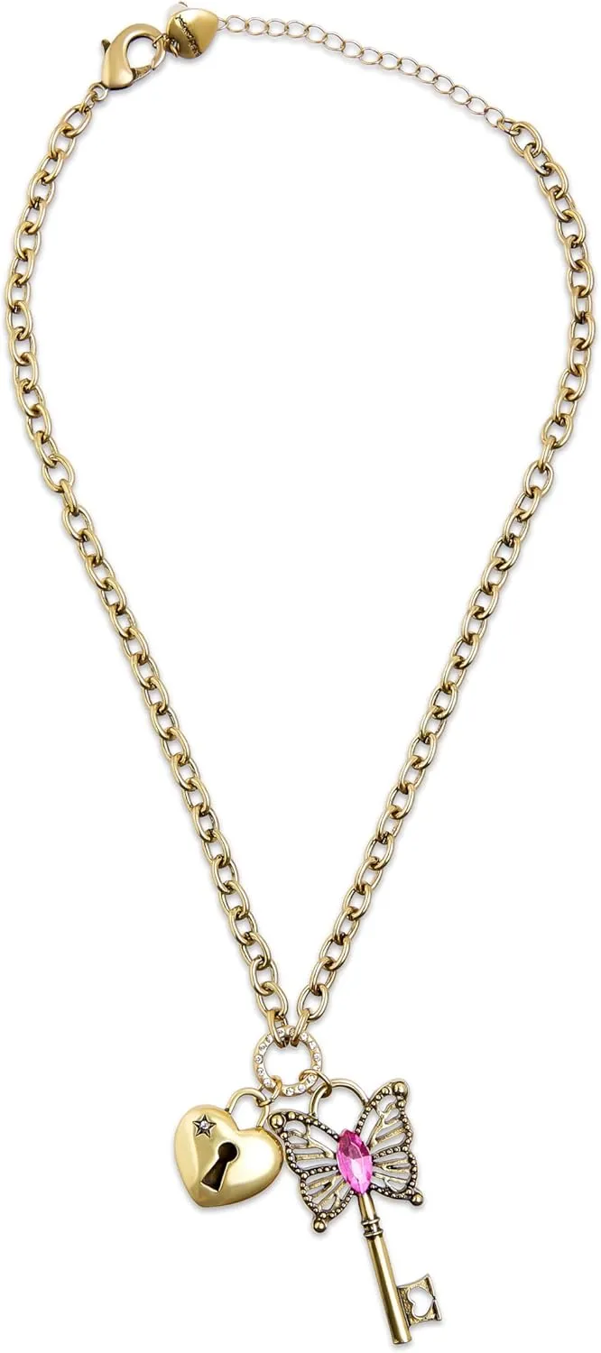 Betsey Johnson Women's Boho Butterfly Key Charm Pendant Necklace