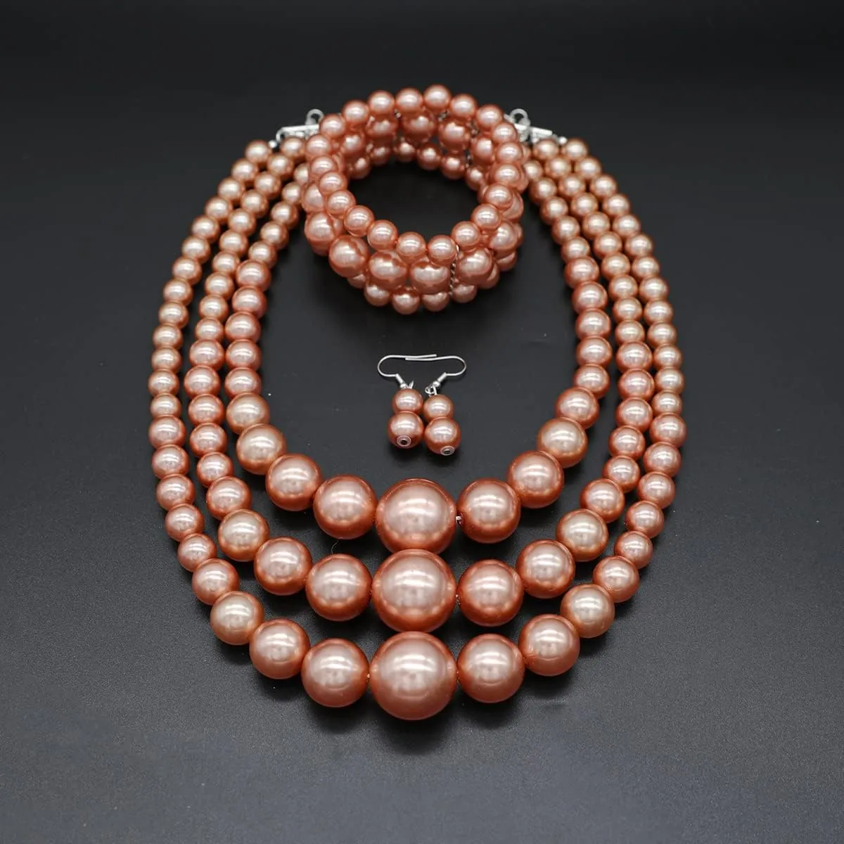 Big Chunky Pearl Necklace and Earring Set - Large Costume 1920s Faux Pearls Gatsby Accessories