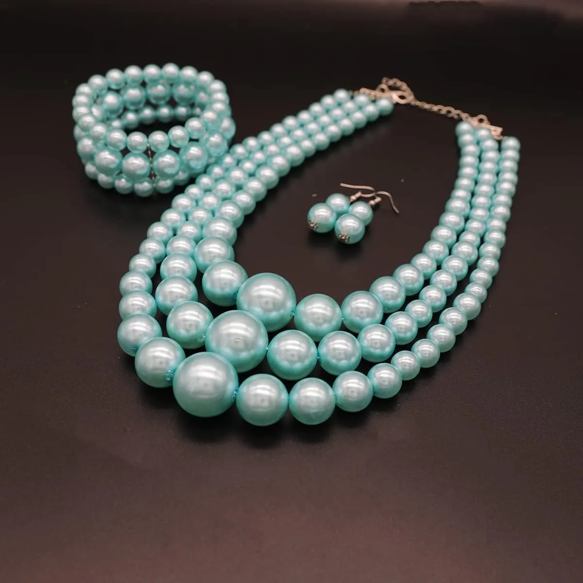 Big Chunky Pearl Necklace and Earring Set - Large Costume 1920s Faux Pearls Gatsby Accessories