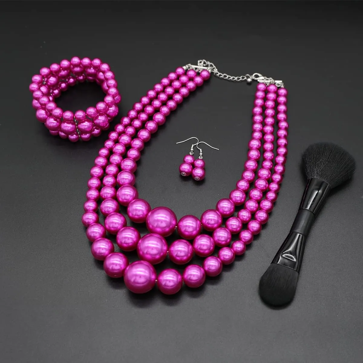 Big Chunky Pearl Necklace and Earring Set - Large Costume 1920s Faux Pearls Gatsby Accessories