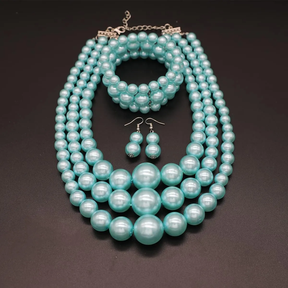 Big Chunky Pearl Necklace and Earring Set - Large Costume 1920s Faux Pearls Gatsby Accessories