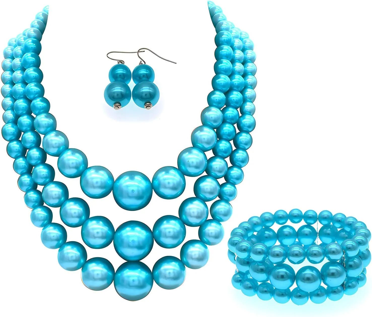 Big Chunky Pearl Necklace and Earring Set - Large Costume 1920s Faux Pearls Gatsby Accessories