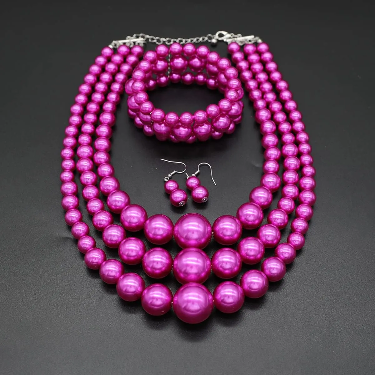 Big Chunky Pearl Necklace and Earring Set - Large Costume 1920s Faux Pearls Gatsby Accessories