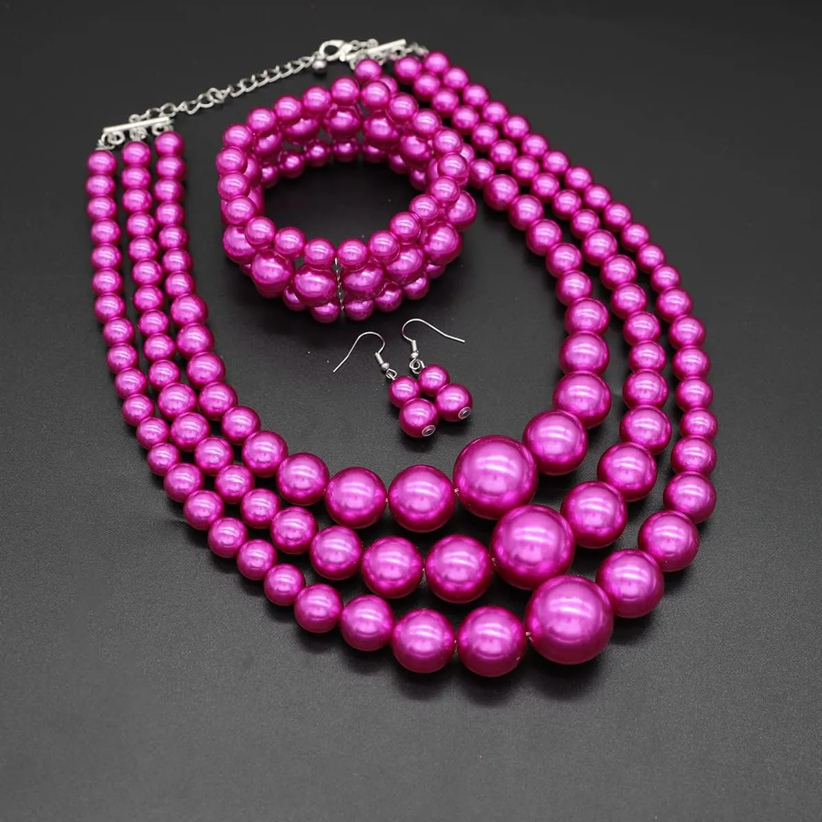 Big Chunky Pearl Necklace and Earring Set - Large Costume 1920s Faux Pearls Gatsby Accessories