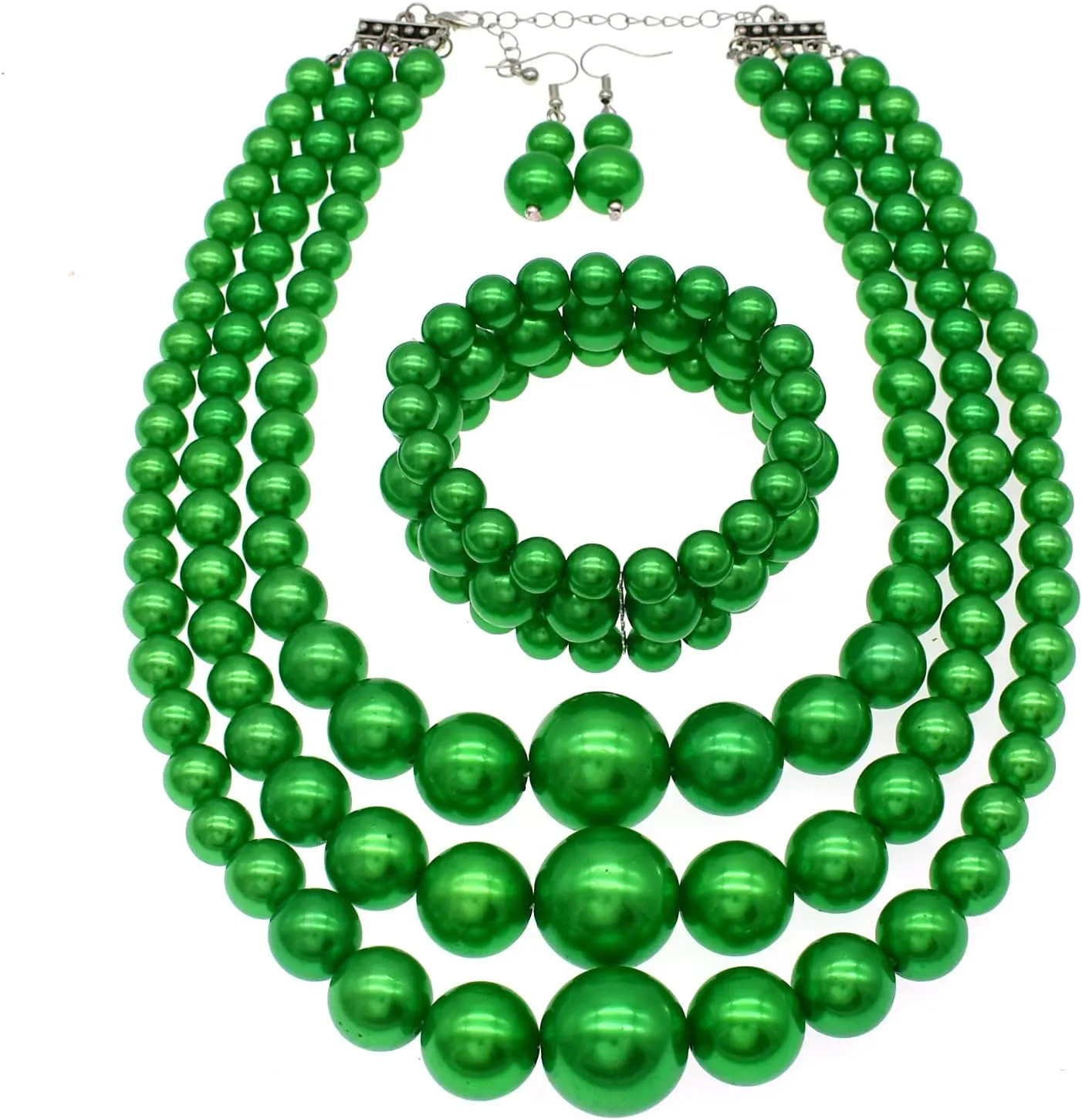 Big Chunky Pearl Necklace and Earring Set - Large Costume 1920s Faux Pearls Gatsby Accessories