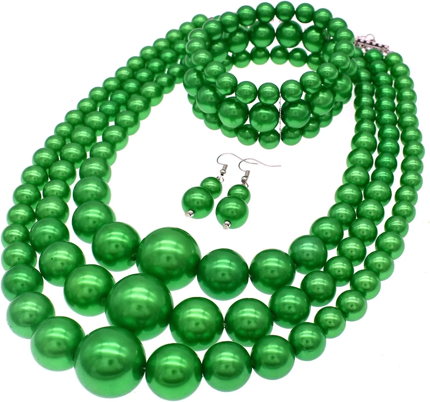 Big Chunky Pearl Necklace and Earring Set - Large Costume 1920s Faux Pearls Gatsby Accessories