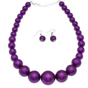 Big Faux Pearl Necklace for Women Chunky Pearl Necklace and Earrings Set 1920s Costume Wedding Pearl Jewelry