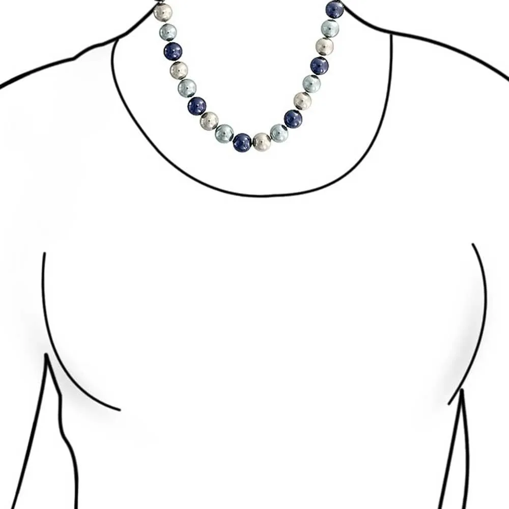 Black, White Brown Grey Blue Multi-Color Strand Long 10MM Simulated Pearl Necklace for Women 18, 20 Inch