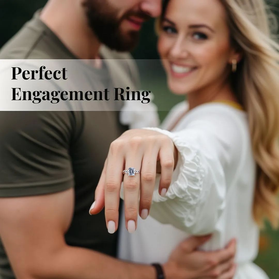 Blue Topaz Ring in 925 Sterling Silver Birthstone Rings for Women - Promise Wedding Engagement Jewelry Birthday Gifts for Her
