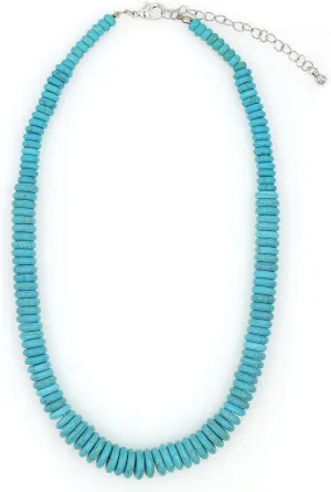 Blue Turquoise Graduated Disc Bead Necklace 18 Inch