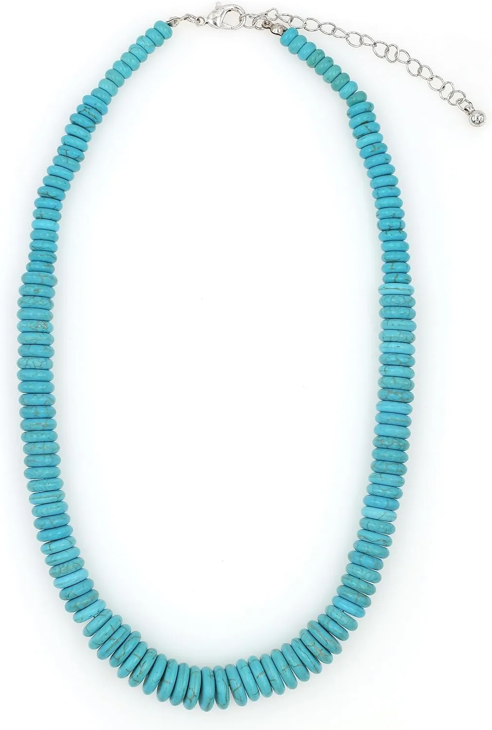 Blue Turquoise Graduated Disc Bead Necklace 18 Inch