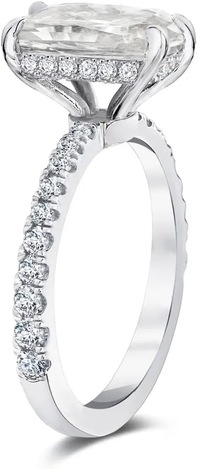 Bo.Dream Radiant Cut Cubic Zirconia CZ Engagement Rings Platinum Plated Sterling Silver