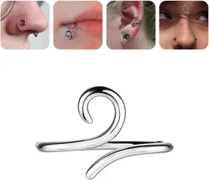 BodyAce 925 Sterling Silver Bridge Piercing Jewelry 16G Niobium Spiral Rings for Lip Eyebrow Helix Cartilage Earrings Wukong Tight Hoop Band Nose Ring