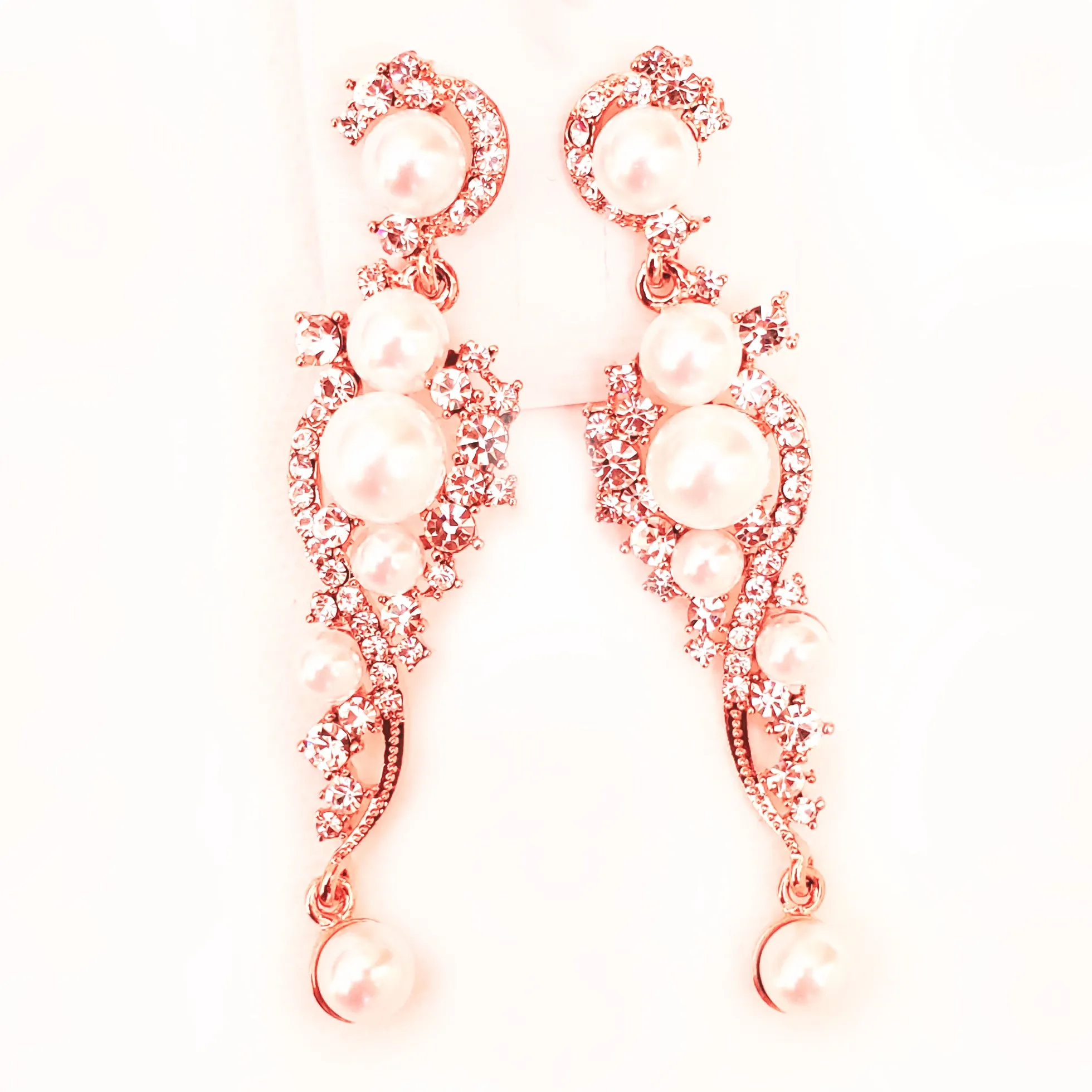 Bohemian Bridal Earring with Faux Pearls