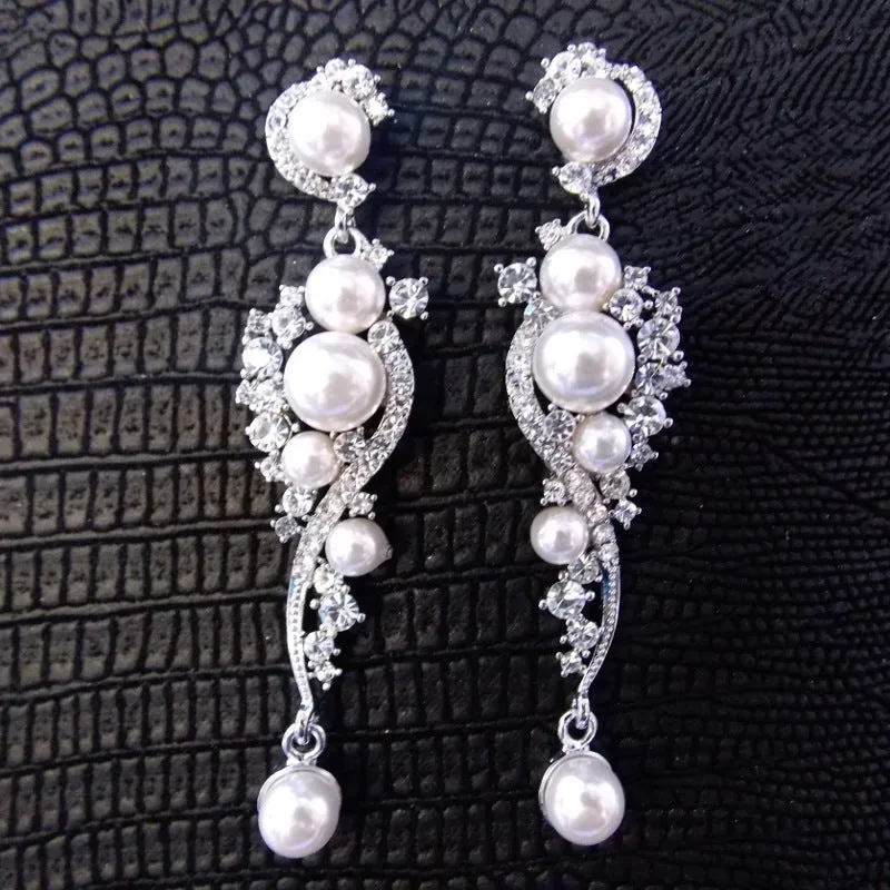 Bohemian Bridal Earring with Faux Pearls