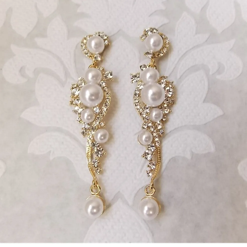 Bohemian Bridal Earring with Faux Pearls