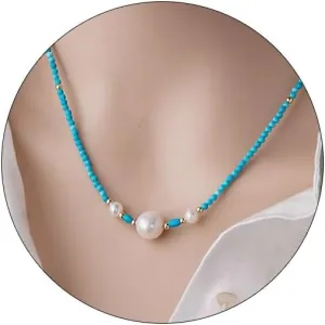 Boho Beaded Choker Gemstone Natural Pearl Necklace for Women 14K Gold Plated Beach Summer Colorful Jewelry