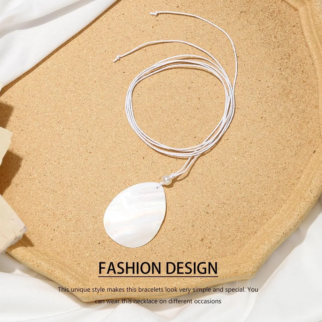 Boho Long Choker Necklace Layered White Wrap Choker Necklaces Chain Pandent Y Chain for Women
