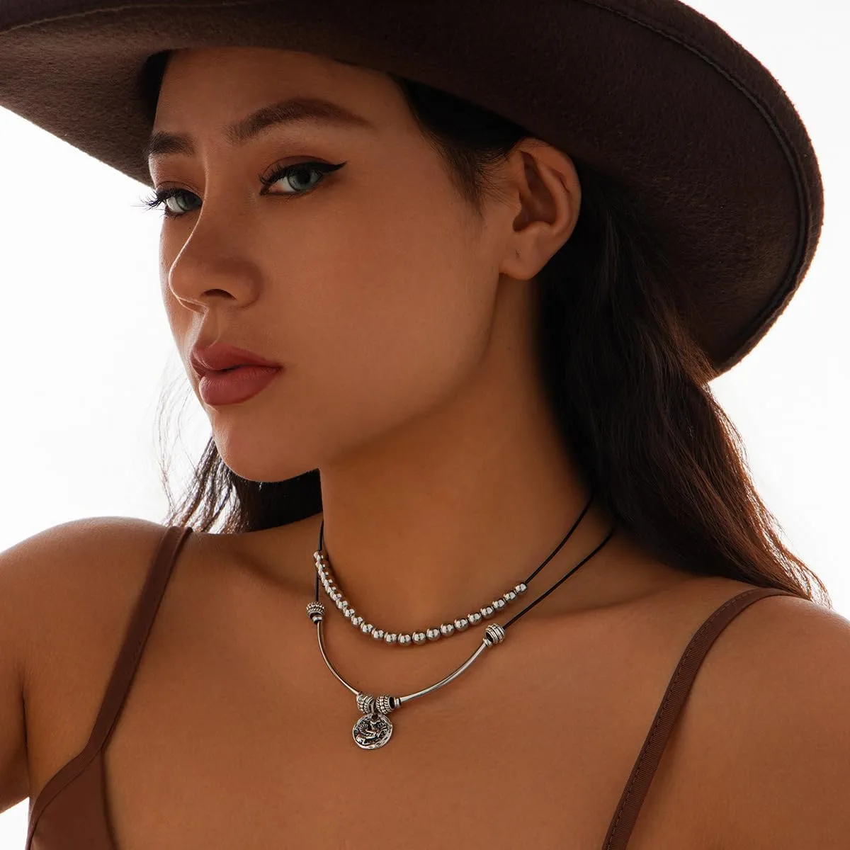 Boho Necklaces for Women - Country Cowgirl & Bohemian Jewelry - Turquoise Western Choker & Vintage Leather Cowboy Hat Necklace