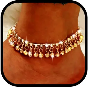 Bounzhi Boho Indian Anklet Bracelets Gold Rhinestone Tassel Foot Anklets Chain Beach Summer Foot Jewelry for Women