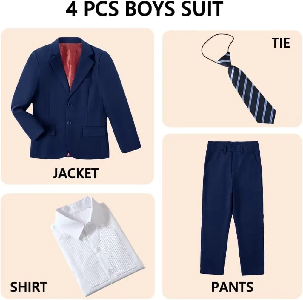 Boys Formal Suit Set Complete Outfit Slim Fit Tuxedo for Boy