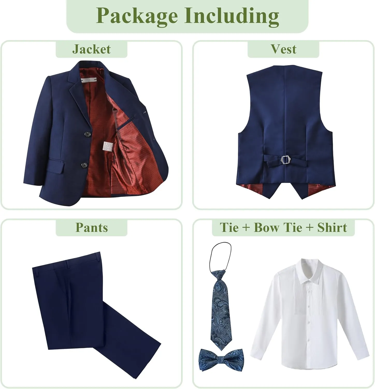 Boys Suit for Kids 6 Pieces Formal Dresswear Set Teen Boys Tuxedo Suits for Wedding Graduation
