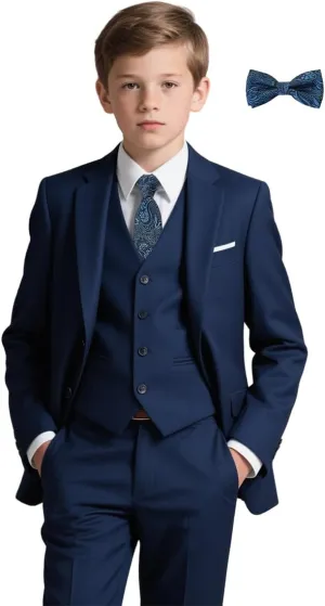 Boys Suit for Kids 6 Pieces Formal Dresswear Set Teen Boys Tuxedo Suits for Wedding Graduation