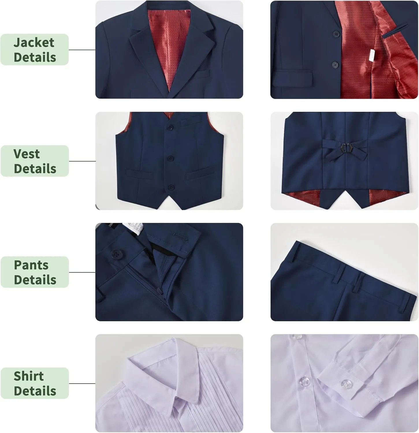 Boys Suit for Kids 6 Pieces Formal Dresswear Set Teen Boys Tuxedo Suits for Wedding Graduation