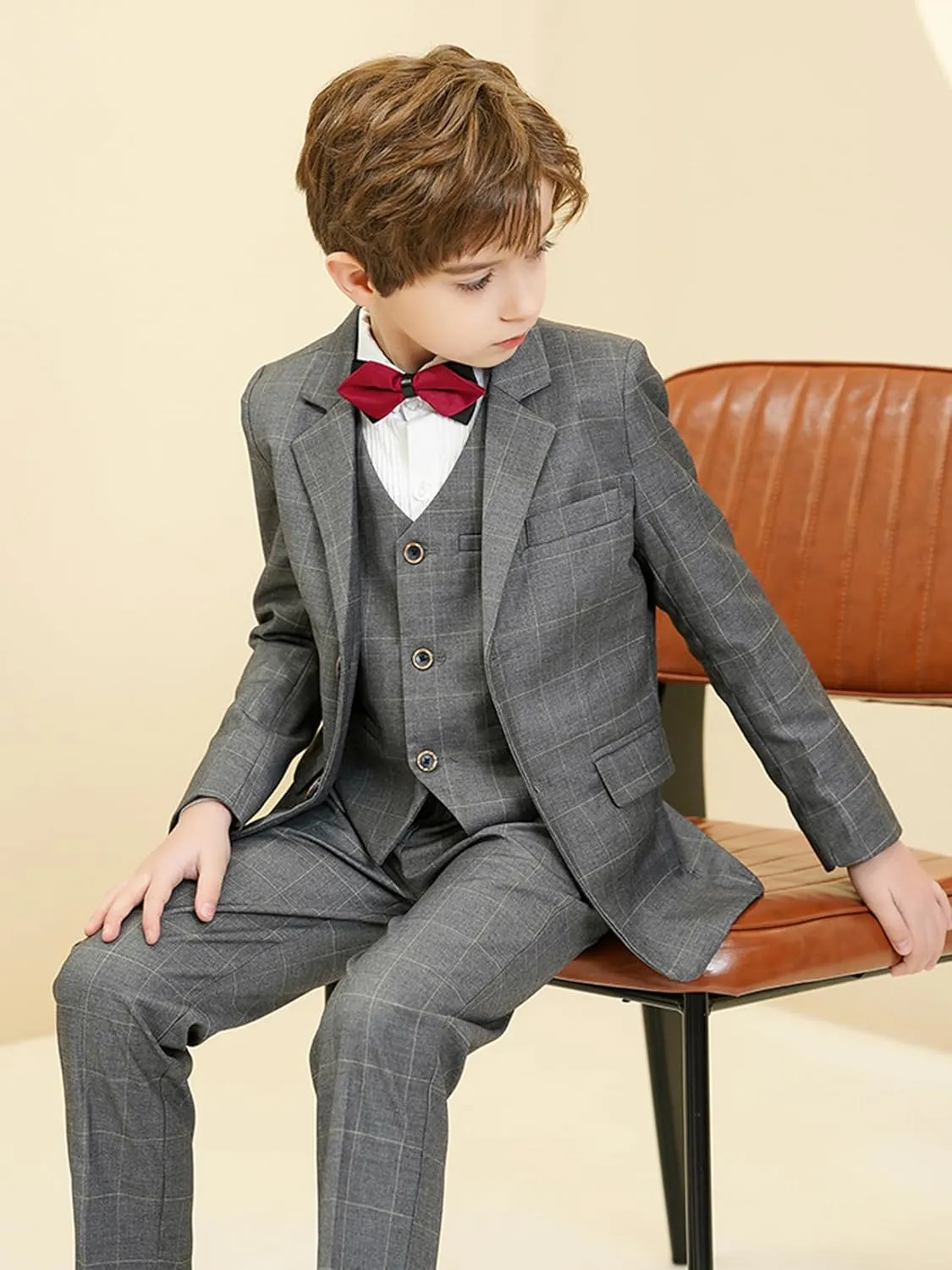 Boys Suits 3 Piece Slim Fit Suit Set Dresswear Ring Bearer Outfit for Boy