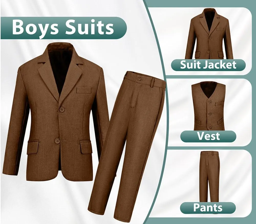 Boys Suits 3 Piece Slim Fit Suit Set Dresswear Ring Bearer Outfit for Boy