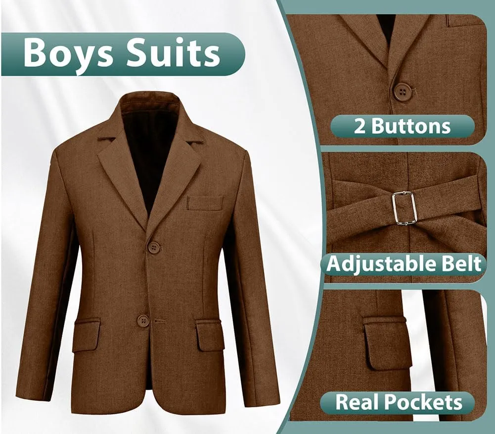 Boys Suits 3 Piece Slim Fit Suit Set Dresswear Ring Bearer Outfit for Boy
