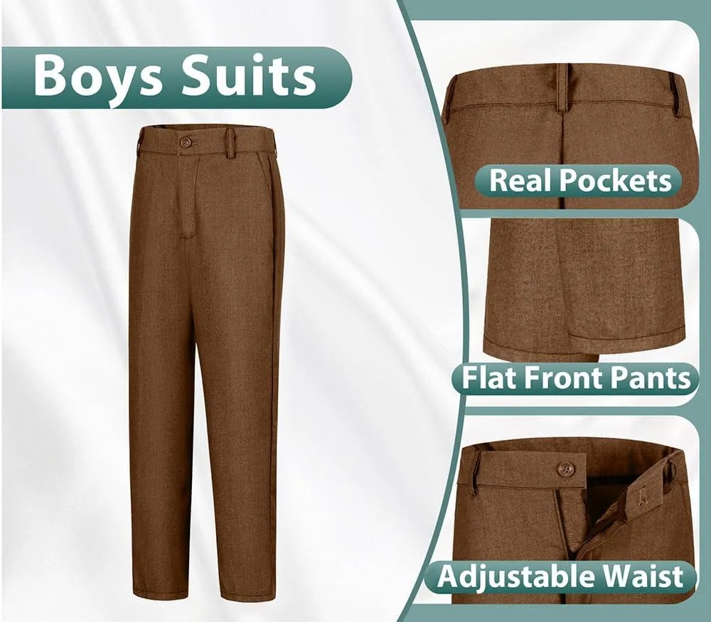 Boys Suits 3 Piece Slim Fit Suit Set Dresswear Ring Bearer Outfit for Boy