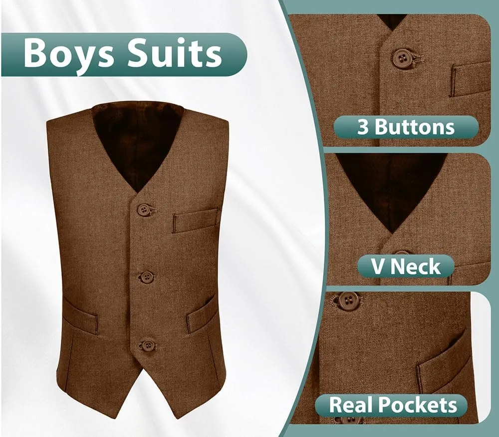 Boys Suits 3 Piece Slim Fit Suit Set Dresswear Ring Bearer Outfit for Boy
