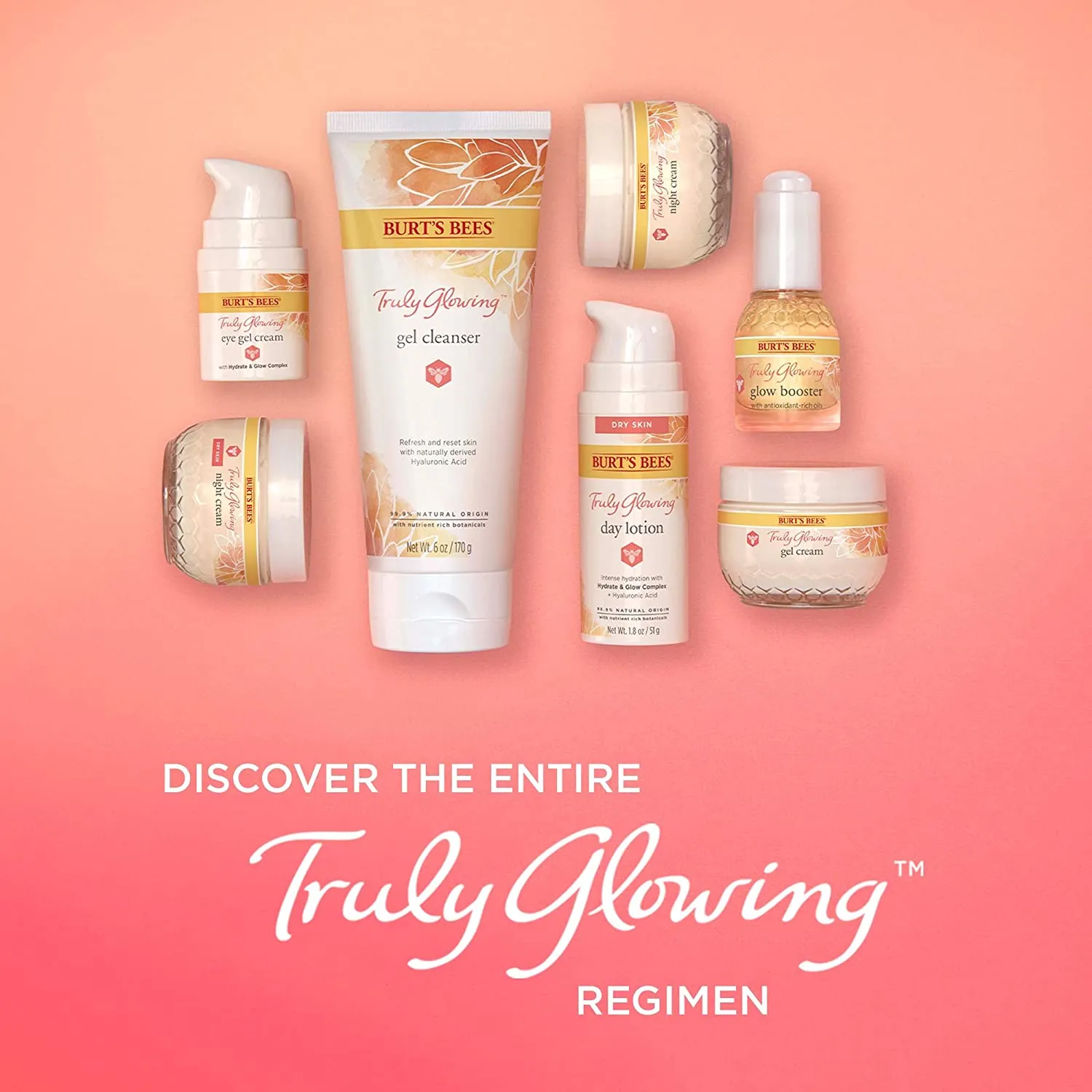 Burt's Bees Truly Glowing Refreshing Gel Cleanser with Naturally Derived Hyaluronic Acid and Other Natural Origin Ingredients, 6 Fluid Ounces