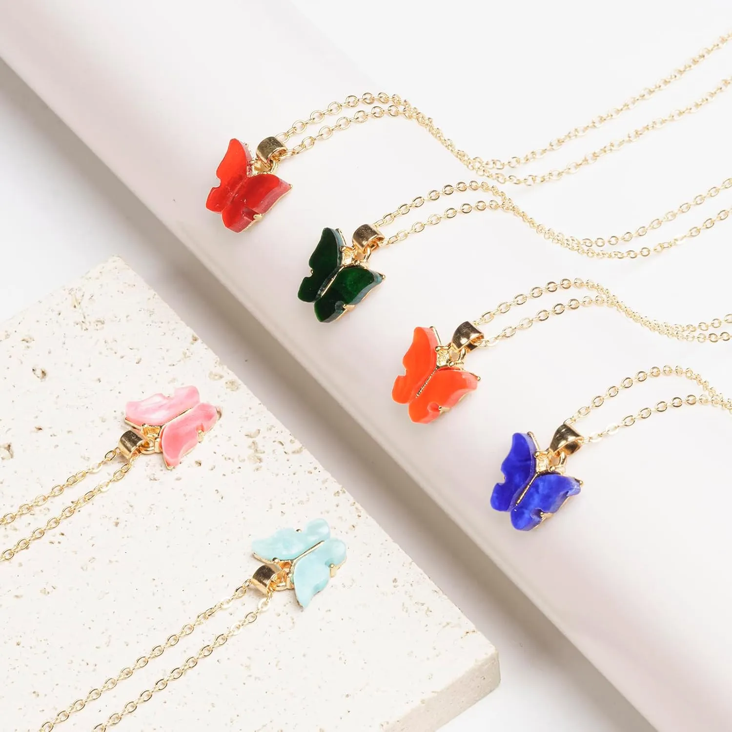 Butterfly Necklace Bohemian Retro Chain Friendship Necklace for Women Good Luck Pendant Chain Necklace with Message Card Gift Card