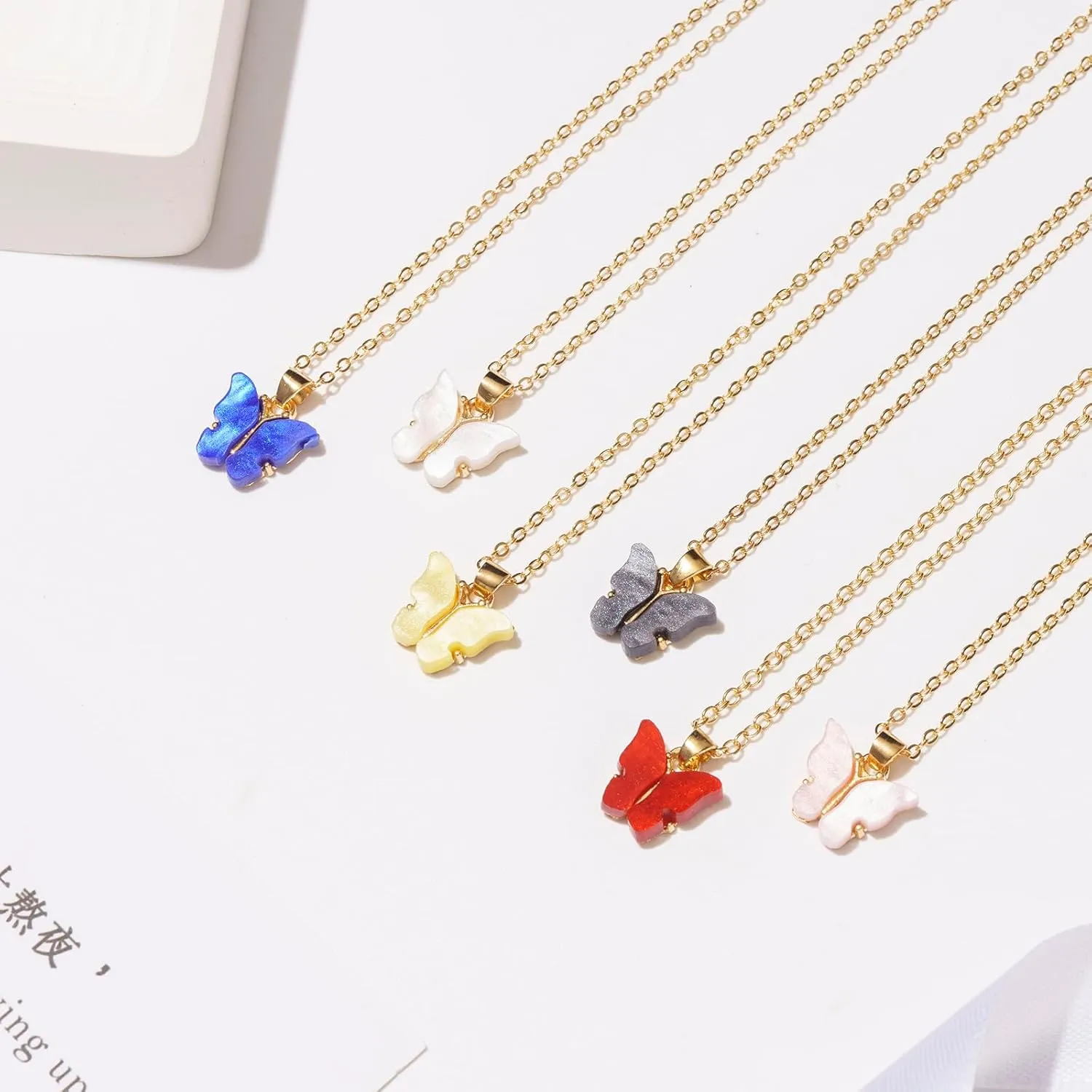 Butterfly Necklace Bohemian Retro Chain Friendship Necklace for Women Good Luck Pendant Chain Necklace with Message Card Gift Card