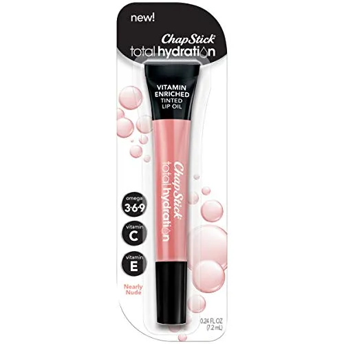 ChapStick Total Hydration Vitamin Enriched Nearly Nude Tinted Lip Oil Tube, Lip Care - 0.24 Oz