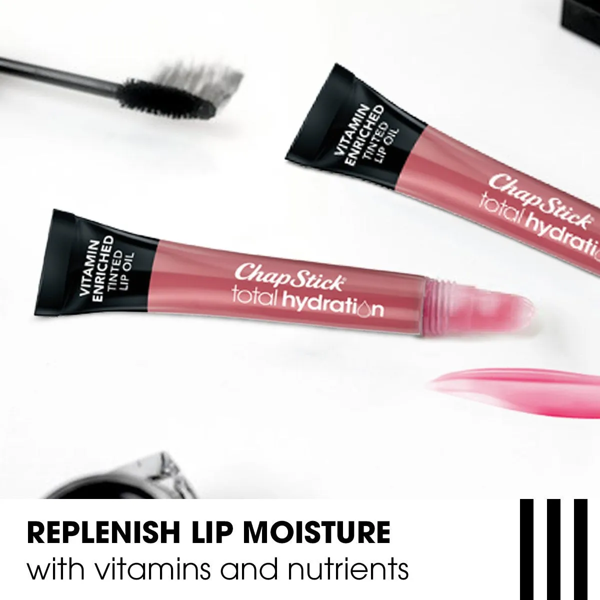 ChapStick Total Hydration Vitamin Enriched Subtle Pink Tinted Lip Oil Tube, Lip Care -0.24 Oz