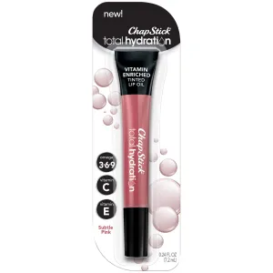 ChapStick Total Hydration Vitamin Enriched Subtle Pink Tinted Lip Oil Tube, Lip Care -0.24 Oz