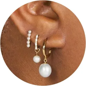 CHESKY 14k Gold Plated Pearl Hoop Earrings for Women - Trendy Chunky Drop Dangle Huggie Earrings - Hypoallergenic Statement Jewelry Gifts for Her