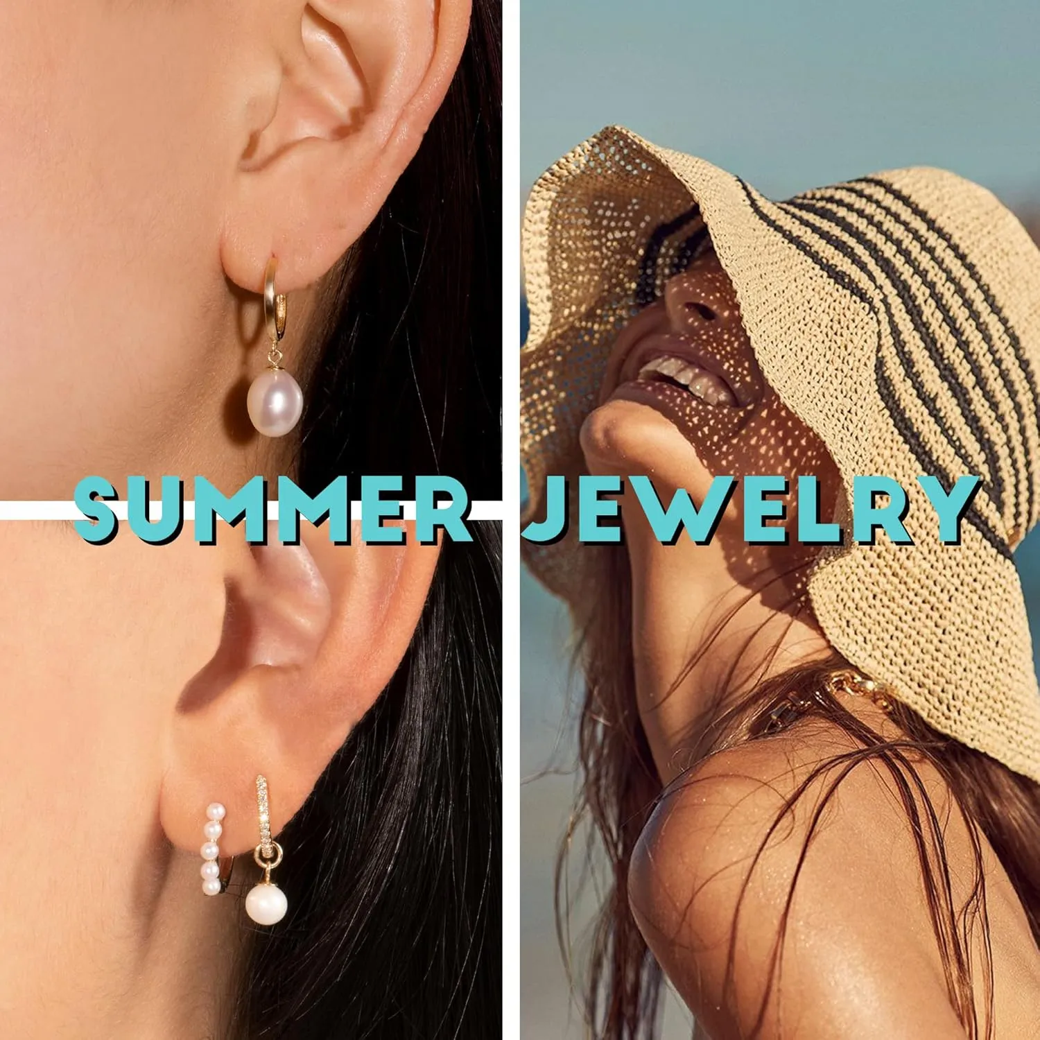 CHESKY 14k Gold Plated Pearl Hoop Earrings for Women - Trendy Chunky Drop Dangle Huggie Earrings - Hypoallergenic Statement Jewelry Gifts for Her