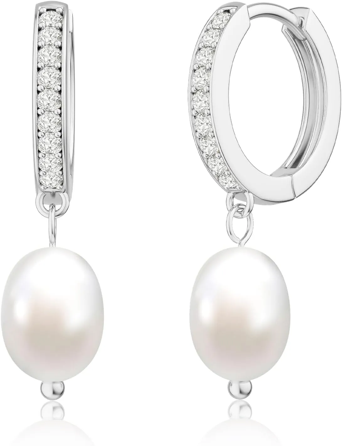 CHESKY 14k Gold Plated Pearl Hoop Earrings for Women - Trendy Chunky Drop Dangle Huggie Earrings - Hypoallergenic Statement Jewelry Gifts for Her