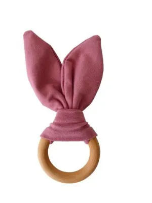 Chewable Charm - Crinkle Bunny Ears Teether - Mauve