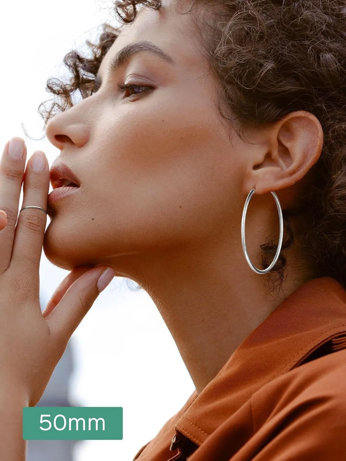 ChicSilver Hypoallergenic 925 Sterling Silver Hoop Earrings Lightweight Large Silver Hoop Earrings for Women, Endless Huggie Earrings 15/20/30/50/70MM