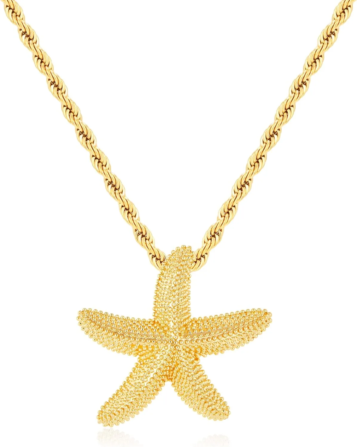 Chunky Gold Necklace Simple Starfish Shell Pendant Conch Seashell Necklace Bohemian Summer Beach Necklaces for Vacation