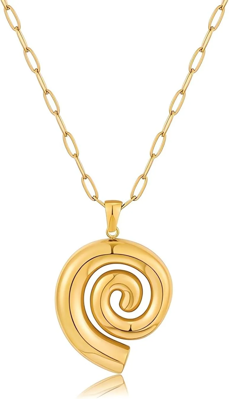 Chunky Gold Necklace Simple Starfish Shell Pendant Conch Seashell Necklace Bohemian Summer Beach Necklaces for Vacation