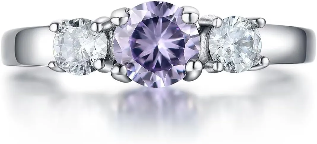 Classic Birthstone Rings for Girls Women Size 1-10 Cubic Zirconia Stainless Steel Birthday Mother's Ring Daughter Gifts Dainty Ring Jewelry