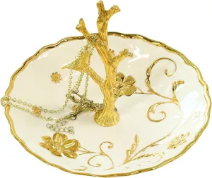 COLLECTIVE HOME - Zinc Alloy Jewelry Tray, Heavy and Durable Design, Ideal for Rings, Necklaces, and Accessories, Elegant and Functional Organizer for Home Dcor (white branch)