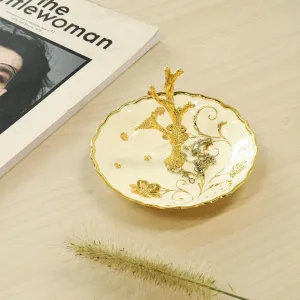 COLLECTIVE HOME - Zinc Alloy Jewelry Tray, Heavy and Durable Design, Ideal for Rings, Necklaces, and Accessories, Elegant and Functional Organizer for Home Dcor (yellow branch)